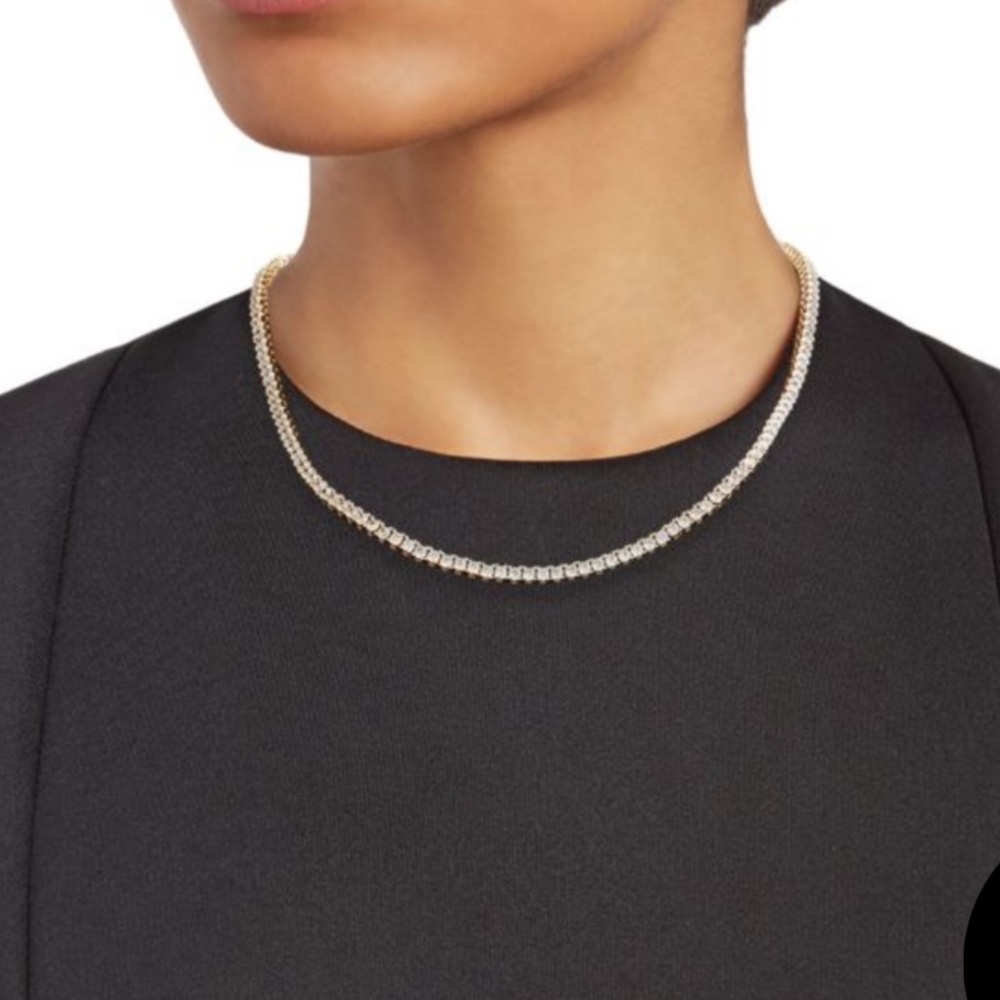 STERLING FOREVER 14K Goldplated Sterling Silver CZ Studded Tennis Necklace.NWOT